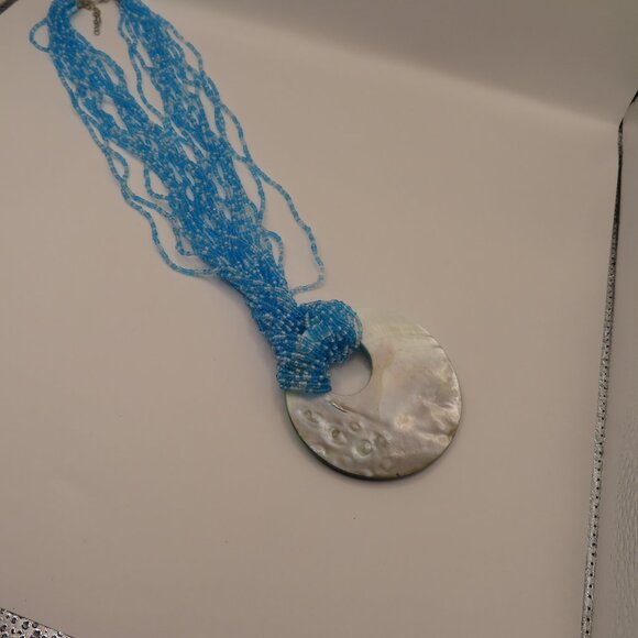 Light Blue Seed Bead Necklace - Picture 5 of 6